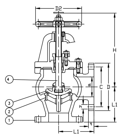 JIS F7312 Marine Cast Steel Angle Globe Valve